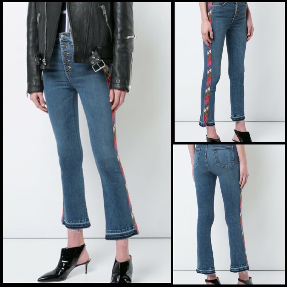 Veronica Beard Carolyn 10” Baby Boot Embroidered Jeans - Made in the USA